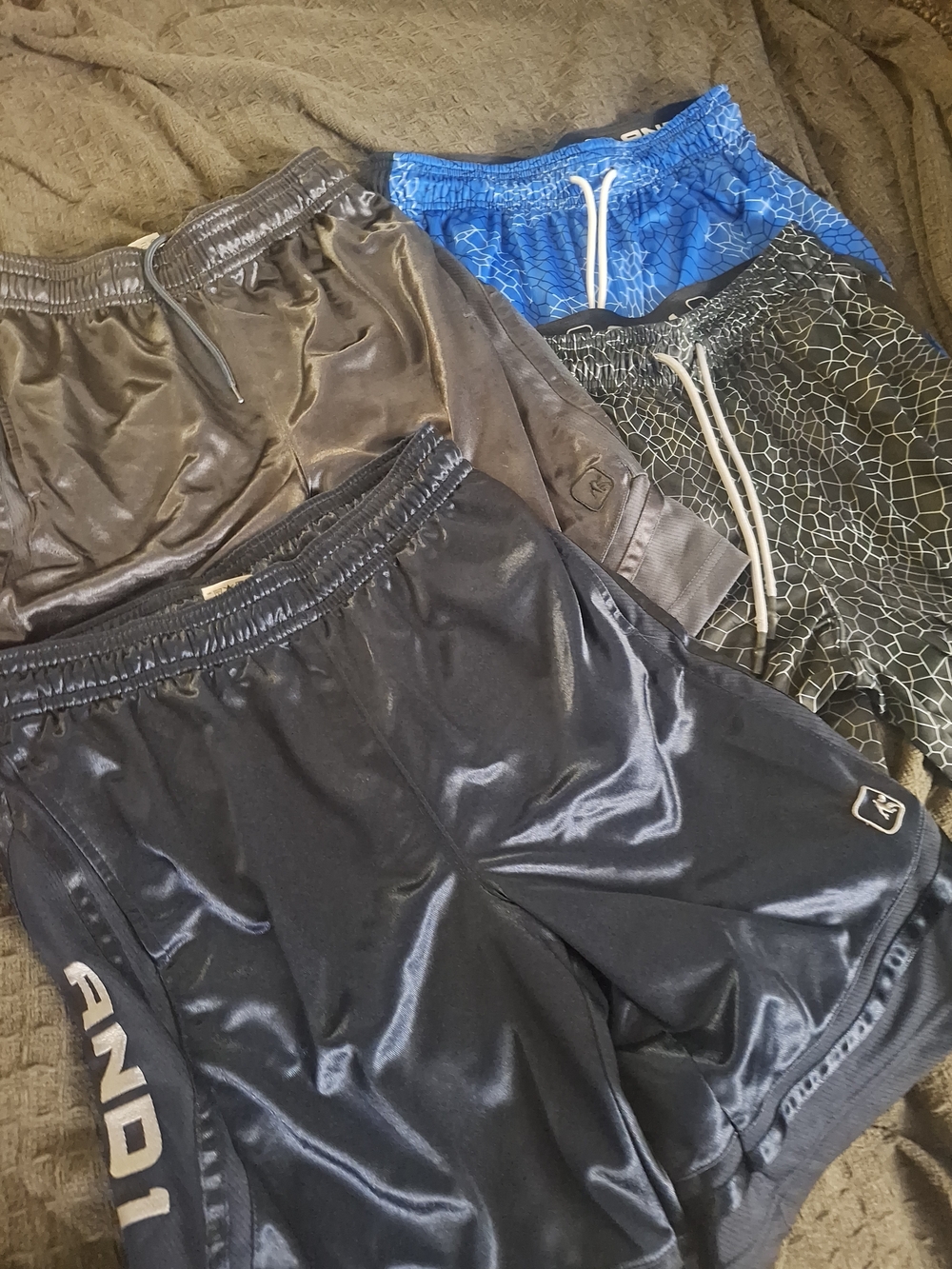 AND1 Men's Black Athletic Shorts - Shiny Performance
